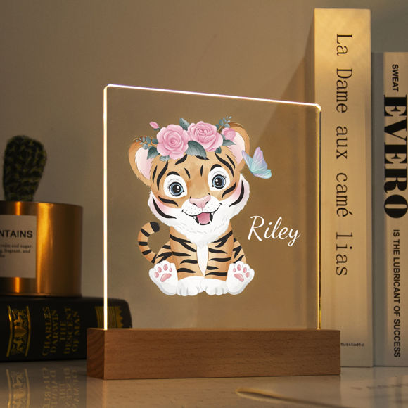 Image de Assis Tiger Night Light ｜ Personnalisé avec le nom de votre enfant ｜ Meilleure idée cadeau pour l'anniversaire, Thanksgiving, Noël, etc.