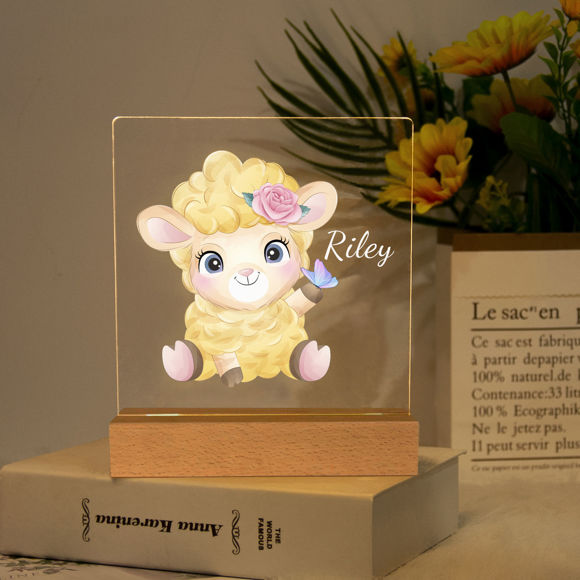 Afbeeldingen van Geel Sheep Night Light ｜ Personaliseerde het met de naam van uw kind ｜ Beste cadeau -idee voor verjaardag, Thanksgiving, Kerstmis etc.
