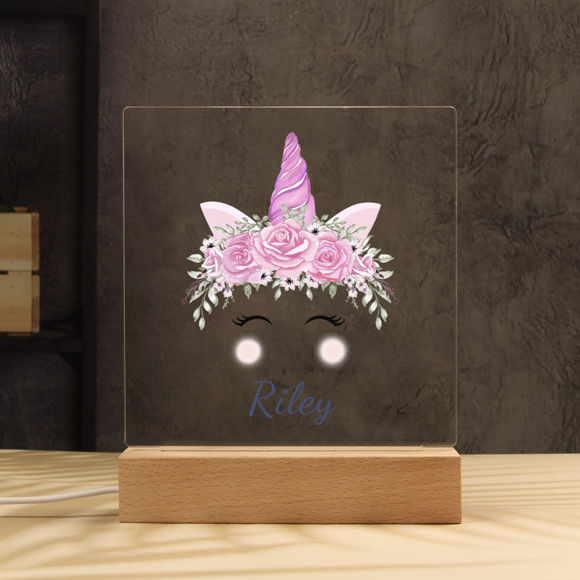Afbeeldingen van Bloemen Unicorn Night Light ｜ Personaliseerde het met de naam van uw kind ｜ Beste cadeau -idee voor verjaardag, Thanksgiving, Kerstmis etc.