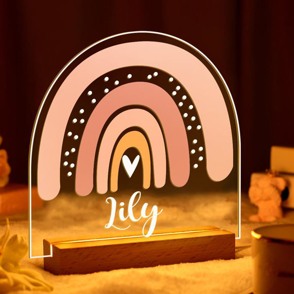 Afbeeldingen van Roze regenbooghart nachtlampje met onregelmatige vorm ｜ gepersonaliseerd met de naam van uw kind｜ Beste cadeau-idee voor verjaardag, Thanksgiving, Kerstmis etc.