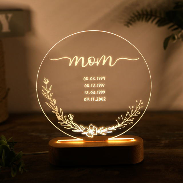 Picture of Mothers' Day Gifts Night Light with Irregular Shape - Personalized It with Custom Cildren's Birthday