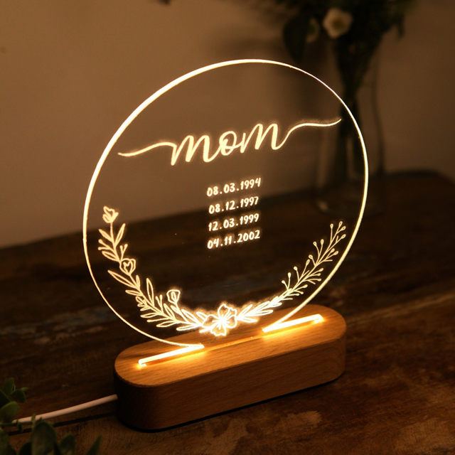 Picture of Mothers' Day Gifts Night Light with Irregular Shape - Personalized It with Custom Cildren's Birthday