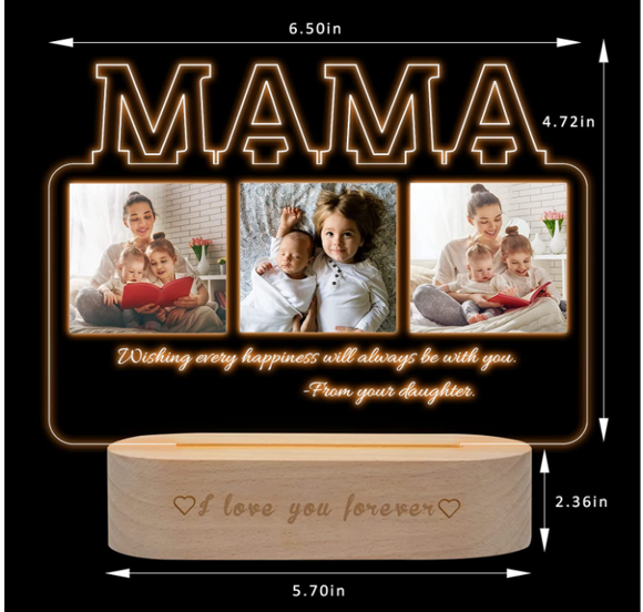 Imagen de Luz nocturna personalizada para regalos del Día de la Madre: personalícela con sus hermosas fotos y texto personalizado