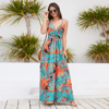 Picture of Bohemian Floral Suspender Dresses for a Chic Spring/Summer Look - V-Neck Boho Long Maxi Dress - Beach/Wedding Party Camisole Dress for Girls