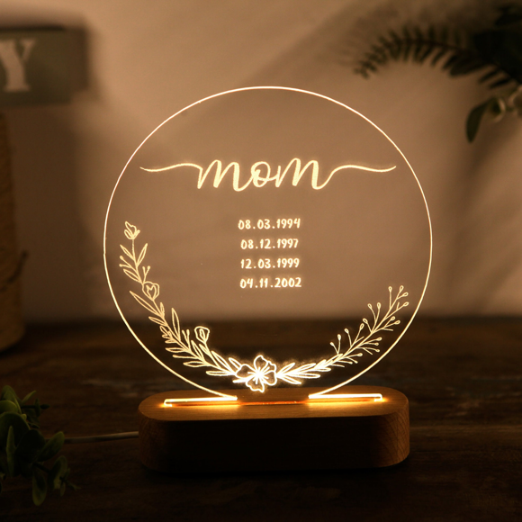 Afbeeldingen van Moederdagcadeaus Nachtlampje met onregelmatige vorm | Personaliseer het met aangepaste kinderverjaardag | Beste cadeau-idee voor verjaardag, Thanksgiving, Kerstmis enz.