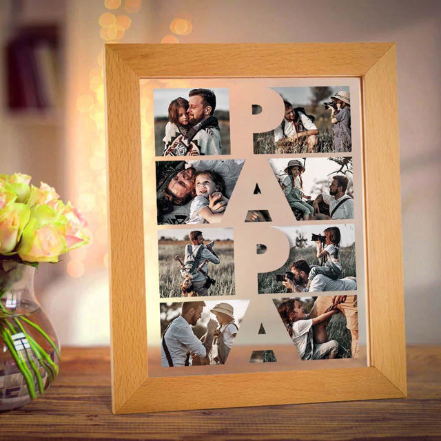 Picture of Colorful Personalized Wooden Photo Frame LED Night Lamp With Your Lovely Photo for Fathers Day