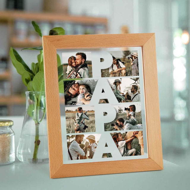 Picture of Colorful Personalized Wooden Photo Frame LED Night Lamp With Your Lovely Photo for Fathers Day