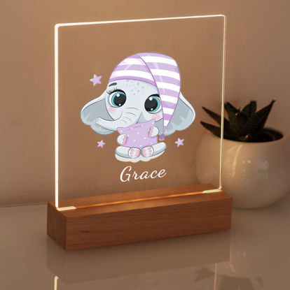 Picture of Purple Nightcap Elephant Night Light - Personalized It With Your Kid's Name