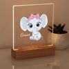 Imagen de Luz nocturna de elefante con lazo rosa - Personalízala con el nombre de tu hijo