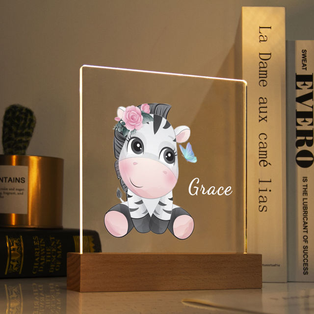 Picture of Flower Zebra Night Light - Personalized It With Your Kid's Name
