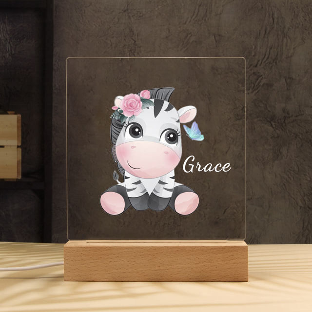 Picture of Flower Zebra Night Light - Personalized It With Your Kid's Name