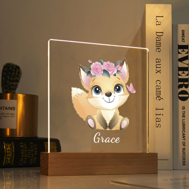 Picture of Yellow Fox Night Light - Personalized It With Your Kid's Name