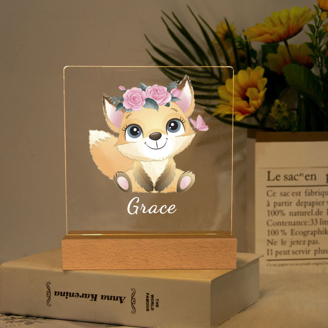 Picture of Yellow Fox Night Light - Personalized It With Your Kid's Name