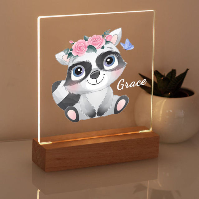 Picture of Raccoon Night Light - Personalized It With Your Kid's Name