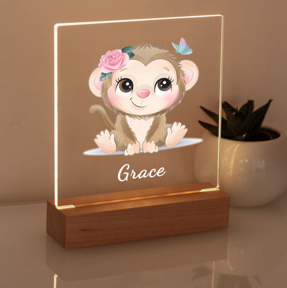 Imagen de Flower Monkey Night Light - Personalízalo con el nombre de tu hijo