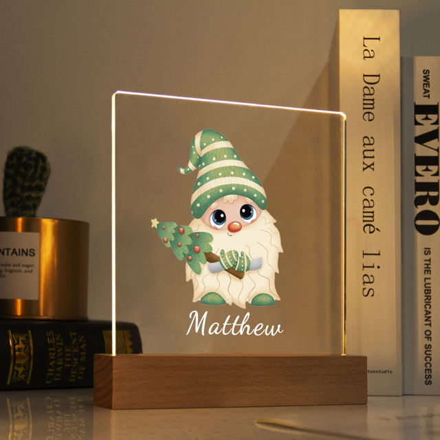 Picture of Dwarf with Christmas Tree Night Light - Personalized It With Your Kid's Name