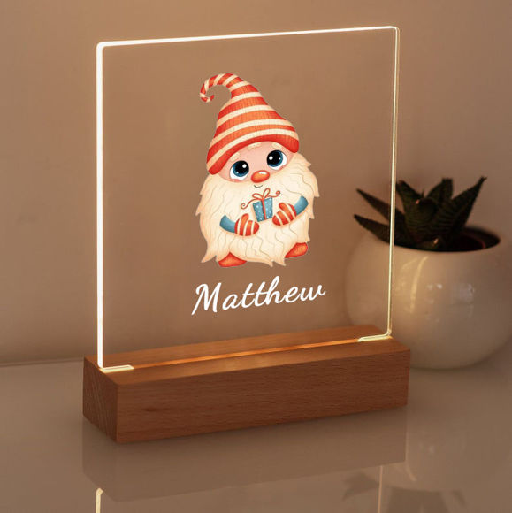 Picture of Dwarf with Gift Box Night Light - Personalized It With Your Kid's Name