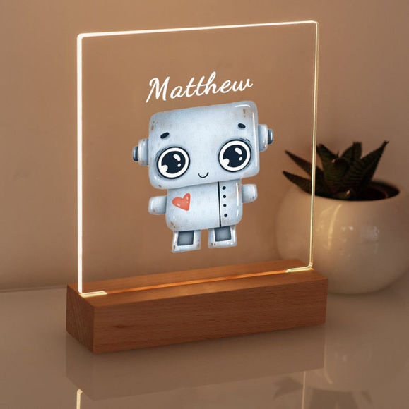 Imagen de Little Robot Night Light - Personalízalo con el nombre de tu hijo