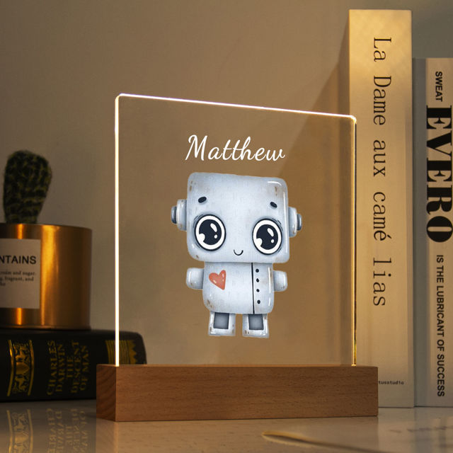 Picture of Little Robot Night Light - Personalized It With Your Kid's Name