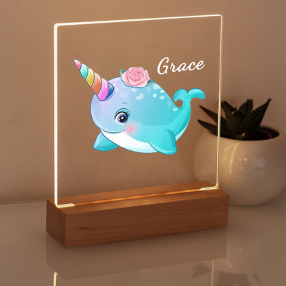 Picture of Green Whale Night Light - Personalized It With Your Kid's Name