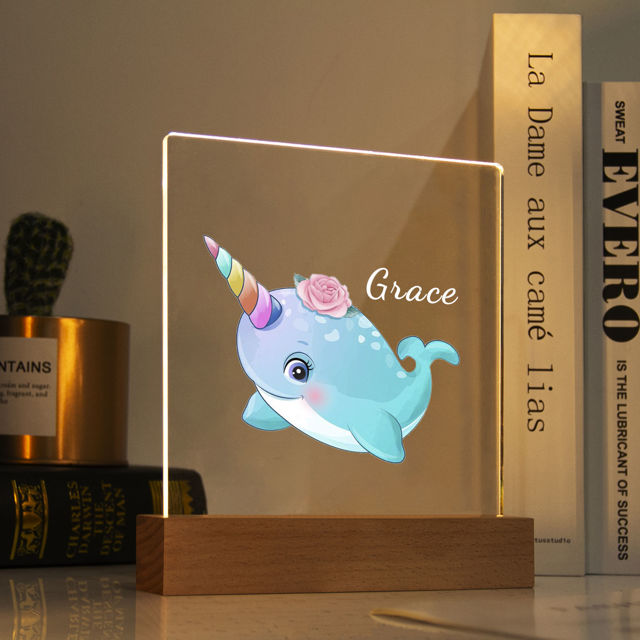Picture of Green Whale Night Light - Personalized It With Your Kid's Name