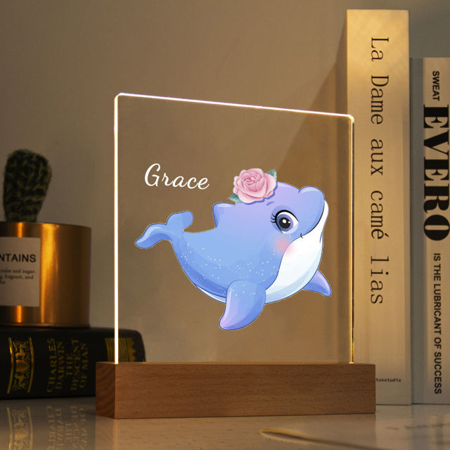 Picture of Blue Dolphin Night Light - Personalized It With Your Kid's Name