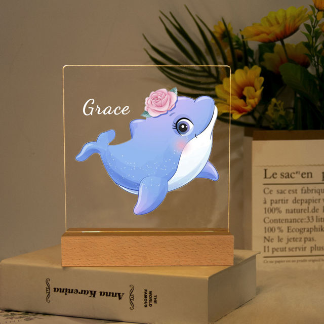 Picture of Blue Dolphin Night Light - Personalized It With Your Kid's Name