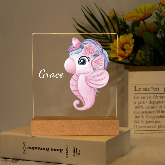 Picture of Pink Seahorse Night Light - Personalized It With Your Kid's Name