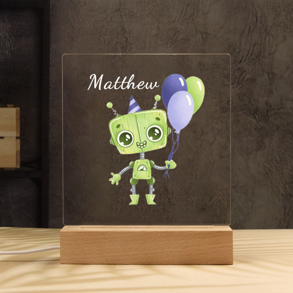 Image de Veilleuse robot verte | Personnalisez-le avec le nom de votre enfant | Meilleure idée de cadeau pour un anniversaire, Thanksgiving, Noël, etc.