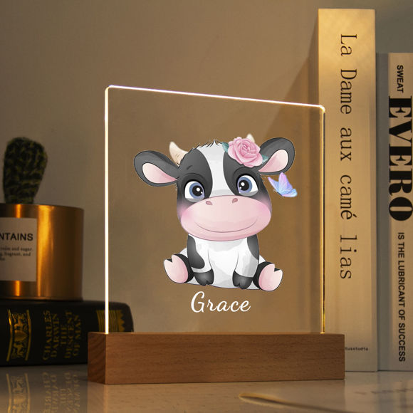 Afbeeldingen van Luz nocturna de vaca lechera | lo personalizó con el nombre de su hijo | La mejor idea de regalo para cumpleaños, Acción de Gracias, Navidad, etc.