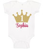 Image de Photo personnalisée visage court - grenouillères pour bébé à manches courtes - grenouillère pour bébé avec visage personnalisé - body pour bébé - body pour bébé Onesies avec nom et couleur personnalisés - couronne