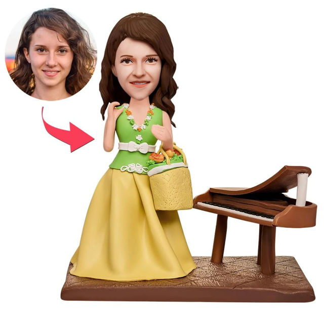 Picture of Custom Bobbleheads: Female Pianist| Personalized Bobbleheads for the Special Someone as a Unique Gift Idea