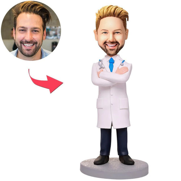 Imagen de Custom Bobbleheads: Male Doctor With Arms Folded | Personalized Bobbleheads for the Special Someone as a Unique Gift Idea