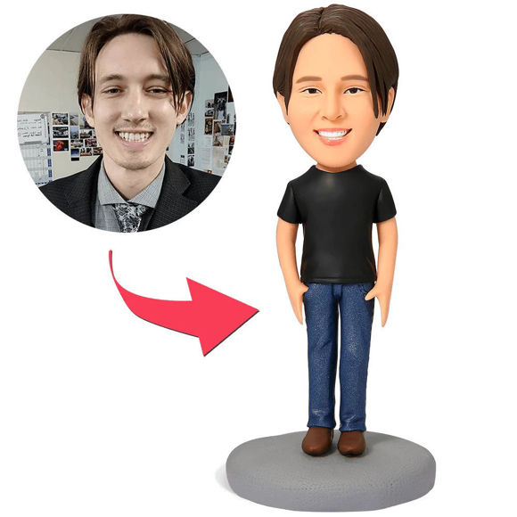 Bild von Custom Bobbleheads: Casual Male in Jeans| Personalized Bobbleheads for the Special Someone as a Unique Gift Idea