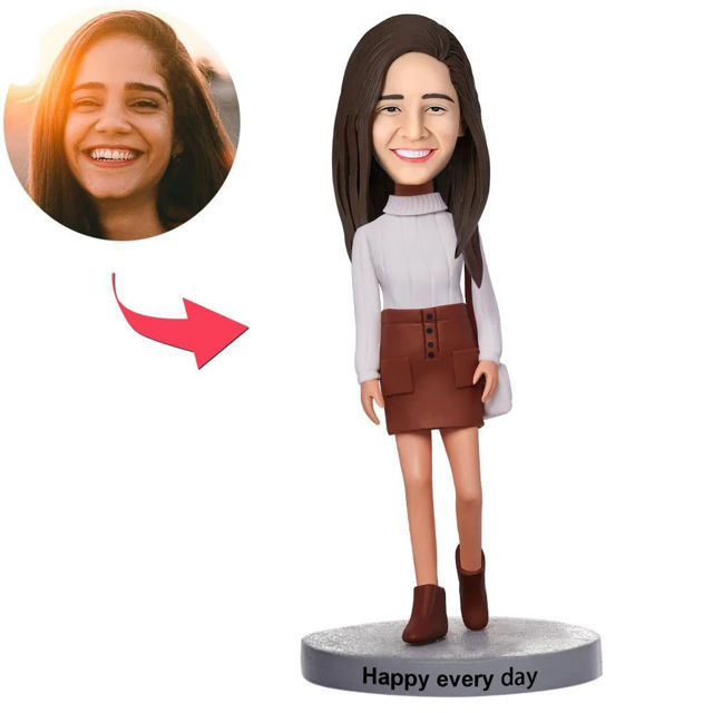 Picture of Custom Bobbleheads: Fashion Woman Carrying A Bag| Personalized Bobbleheads for the Special Someone as a Unique Gift Idea