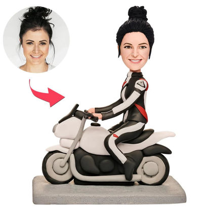 Picture of Custom Bobbleheads: Female Motorcyclist| Personalized Bobbleheads for the Special Someone as a Unique Gift Idea