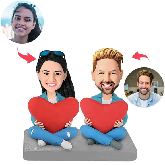 Imagen de Custom Bobbleheads:  Anniversary Gift Heart Couple | Personalized Bobbleheads for the Special Someone as a Unique Gift Idea