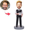Afbeeldingen van Custom Bobbleheads: World's Best Boss Businessman Holding A Water Glass | Personalized Bobbleheads for the Special Someone as a Unique Gift Idea｜Best Gift Idea for Birthday, Thanksgiving, Christmas etc.