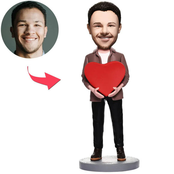 Image de Custom Bobbleheads:Man With Heart | Personalized Bobbleheads for the Special Someone as a Unique Gift Idea｜Best Gift Idea for Birthday, Thanksgiving, Christmas etc.