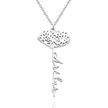 Imagen de Collar con nombre personalizado de plata de ley 925 con flor