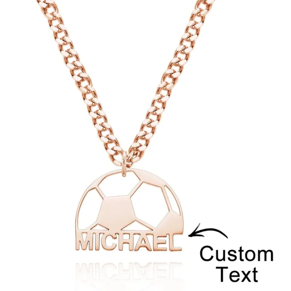 Imagen de Collar con nombre personalizado de plata de ley 925 con balón de fútbol
