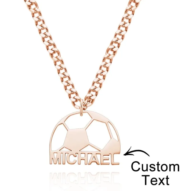 Picture of 925 Sterling Silver Personalized Name Necklace with Football