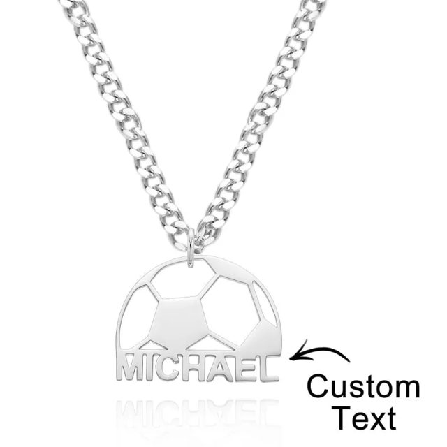 Picture of 925 Sterling Silver Personalized Name Necklace with Football
