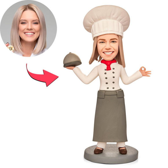 Image de Custom Bobbleheads:Female Chef| Personalized Bobbleheads for the Special Someone as a Unique Gift Idea｜Best Gift Idea for Birthday, Thanksgiving, Christmas etc.