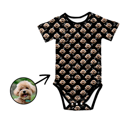 Picture of Custom Baby Clothing  Personalized Baby Onesies Infant Bodysuit with Funny Personalized Duplicate Avatar Long-Sleeve with Your Dog