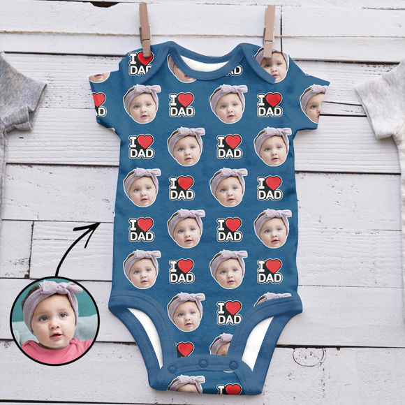 Imagen de Custom Baby Clothing  Personalized Baby Onesies Infant Bodysuit with Funny Personalized Duplicate Avatar Long-Sleeve - I LOVE DAD