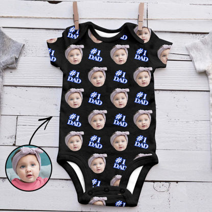 Picture of Custom Baby Clothing  Personalized Baby Onesies Infant Bodysuit with Funny Personalized Duplicate Avatar Long-Sleeve - #1 DAD