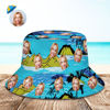 Imagen de Custom Bucket Hat Personalized Face All Over Print Tropical Flower Print Hawaiian Fisherman Hat - Sea Mountain