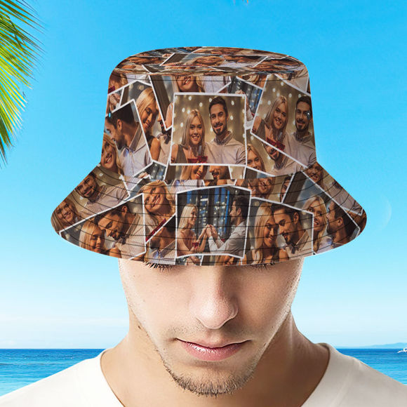 Imagen de Custom Bucket Hat Personalized Face All Over Print Tropical Flower Print Hawaiian Fisherman Hat - Photo