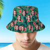 Imagen de Custom Bucket Hat Personalized Face All Over Print Tropical Flower Print Hawaiian Fisherman Hat - Red Flower